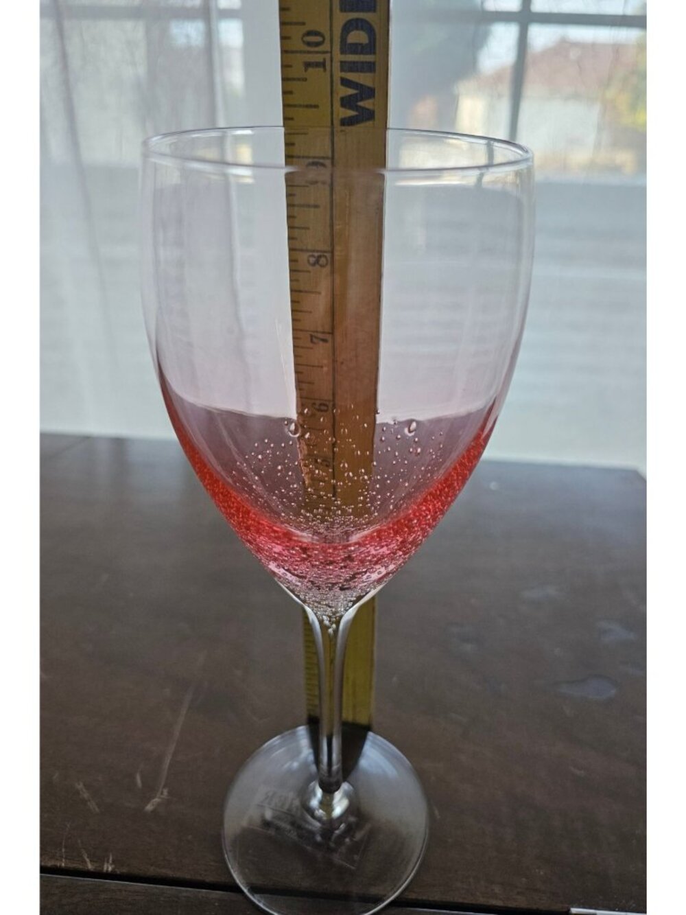 Roscher Pink Bubbles Goblet 9.25" Red Wine Glass Hand-Blown Glassware Delicate D - Picture 5 of 5